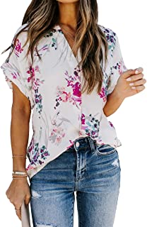 Photo 1 of Allimy Women Summer Casual Split V Neckline Chiffon Blouses Loose Tunic Short Sleeve Tops
MEDIUM