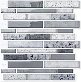 Photo 1 of Art3d Peel and Stick Brick Kitchen Backsplash Self-Adhesive Wall Tile Stone Design, 10 Sheets (Grey)
