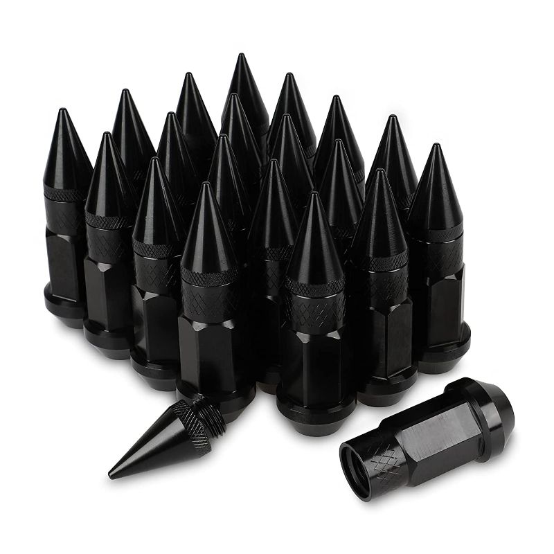 Photo 1 of 20PCS 60MM Wheel Spikes Lug Nuts Aluminum Extended Tuner Nuts for Rims M12X1.5 (Black)
