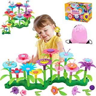 Photo 1 of FLYINGSEEDS 46 PCS Flower Garden Building Toys for Girls, STEM Toy Gardening Pretend Play Set for Kids, Stacking Game for Toddlers, Educational Activity for Preschooler Kids Age 3 4 5 6 7 8 Year Old
