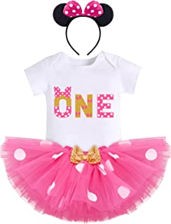 Photo 1 of Baby Girls 1st 2nd Birthday Outfit Polka Dots Romper Tutu Skirt Mouse Ears Headband Cake Smash Clothes for Photo Props
1T