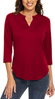 Photo 1 of 3/4 Sleeve Shirts for Women Tops V Neck T Shirts Collared Shirts Work Blouses
