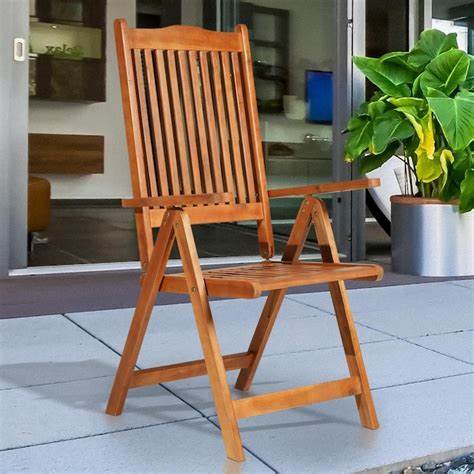 Photo 1 of 5 Position Outdoor folding arm Chair made from Solid Acacia Wood 