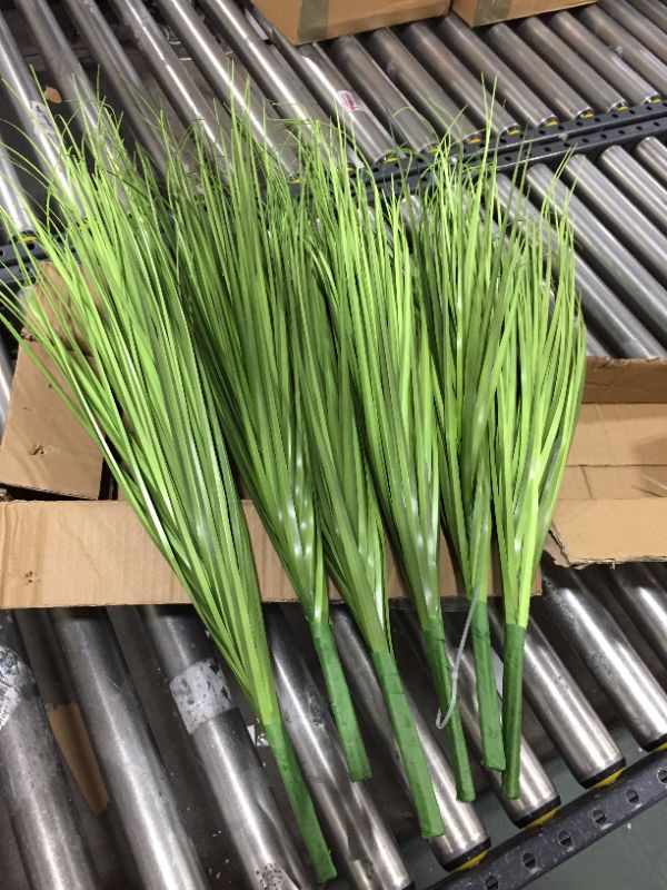 Photo 2 of 27" Artificial Plants Onion Grass Greenery Faux Fake Shrubs Plant Flowers Wheat Grass for House Home Indoor Outdoor Office Room Gardening Indoor Décor 6 Pack
