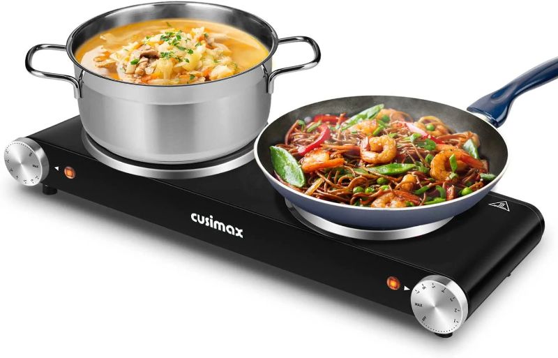 Photo 1 of Double Hot Plates, Cusimax 1800W Double Burner, Portable Electric Hot Plate for Cooking, Countertop Cooktop, Cast Iron Stove, Heating Plate