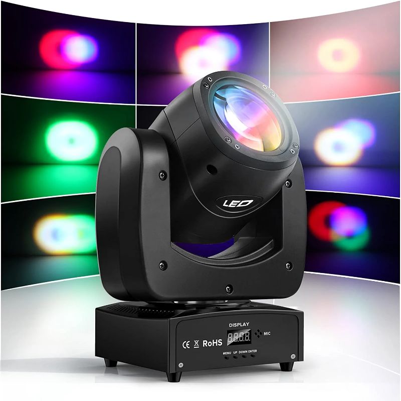 Photo 1 of U`King 60W Moving Head Light DJ Lights RGBW LED Spotlight with Sound Activated and DMX Controller for Wedding Parties Church Live Show Disco Bars Stage Lighting
