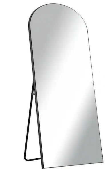 Photo 1 of 71 in. x 28 in. Modern Arched Shape Framed Black Full Length Floor Standing Mirror
