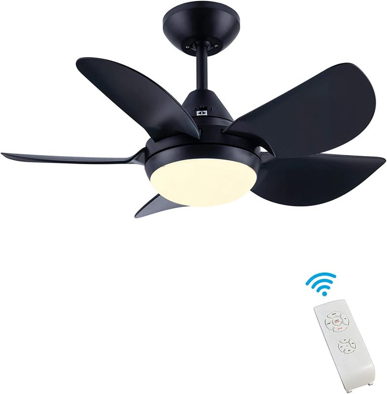 Photo 1 of  CJOY Ceiling Fan with Lights for Living Room, 30'' Small Modern Ceiling Fan with 5 Reversible Blades, Remote Controls, Adjustable Color Temperature, for Indoor/Outdoor, Black 