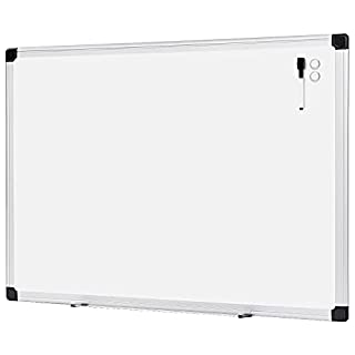 Photo 1 of Amazon Basics Magnetic Dry Erase White Board, 35 x 47-Inch Whiteboard - Silver Aluminum Frame