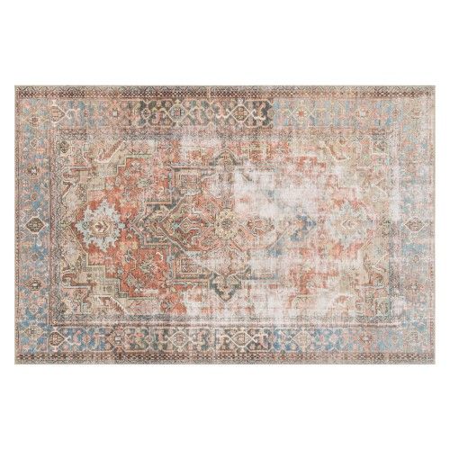 Photo 1 of  LORELQ-15TCSC7696 7 Ft.-6 in. X 9 Ft.-6 in. Loren Power Loomed Traditional Rectangle Rug, Terracotta & Sky 