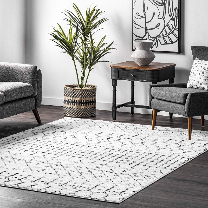 Photo 1 of  nuLOOM Moroccan Blythe Area Rug, 5' x 7' 5", White and Black 