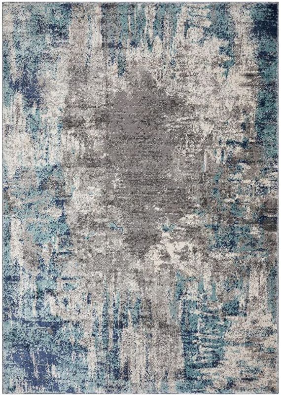 Photo 1 of  Luxe Weavers Geometric Abstract Blue 8x10 Art Deco Marble Swirl Area Rug 