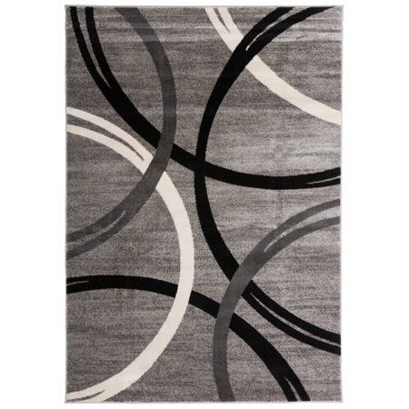 Photo 1 of  Modern Abstract Circles Design Area Rug 5 3 X 7 3 Gray 