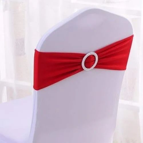 Photo 1 of  100PCS Stretch Wedding Chair Bands with Buckle Slider Sashes Bow Decorations 10 Colors (Red) 