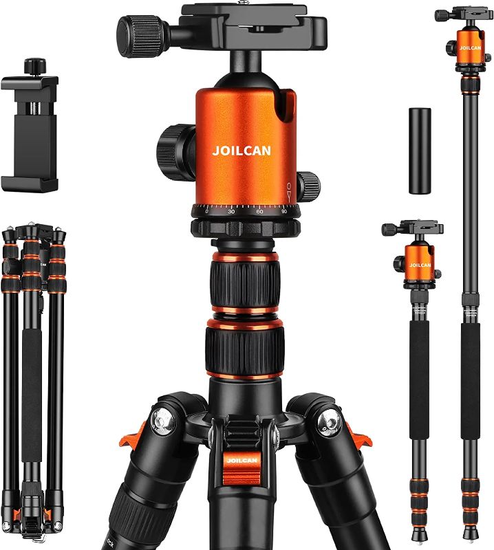 Photo 1 of  Camera Tripod, 80/84 inches Heavy Duty Tripod for Camera and Phone, 82" Camera Monopod Tripod, DSLR Binoculars Spotting Scope Camcorders Video Tripod Stand, 360 Degree Ball Head, 35 lbs Loads 