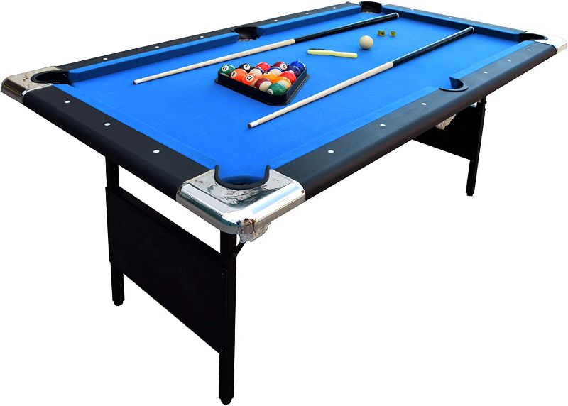 Photo 1 of  Hathaway Fairmont Portable 6-Ft Pool Table for Families with Easy Folding for Storage, Includes Balls, Cues, Chalk 