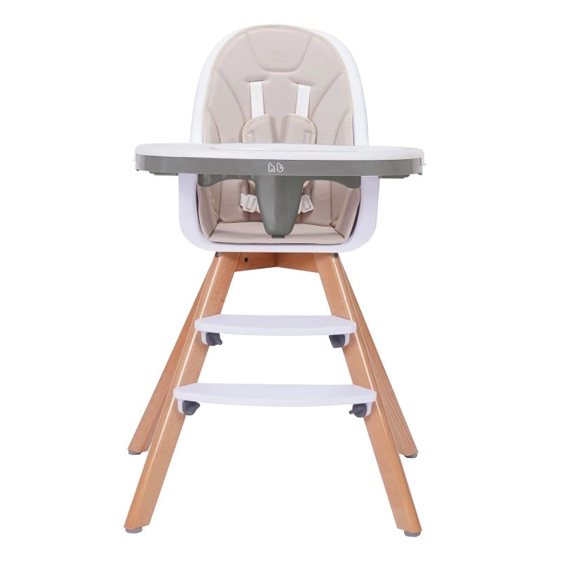 Photo 1 of  Baby High Chair with Double Removable Tray for Baby/Infants/Toddlers, 3-in-1 Wooden High Chair/Booster/Chair | Grows with Your Child | Adjustable Legs | Modern Wood Design | Easy to Assemble 