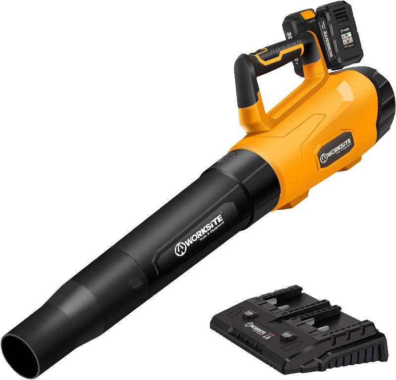 Photo 1 of  Leaf Blower, 40V Cordless Leaf Blower 380 CFM 110 MPH, Battery Powered Blower with Variable Speed, Two Batteries and Dual Port Fast Charger, WORKSITE 