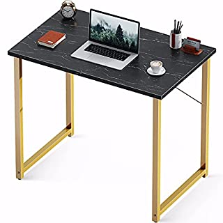 Photo 1 of Coleshome 31 Inch Computer Desk, Modern Simple Style Desk for Home Office, Study Student Writing Desk,Black Marble + Gold Leg