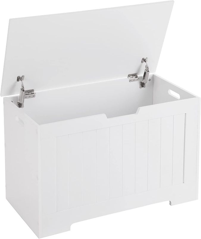 Photo 1 of  VASAGLE LHS11WT Toy Bench Space Seat Storage Chest with Large Capacity White, Wood, 76 x 48 x 40 cm (B x H x T) 