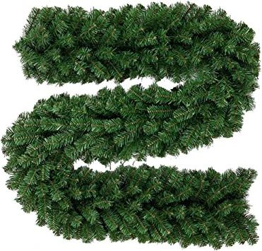 Photo 1 of 9 Foot  Pine Branches Christmas Garlands with 280 Branches for Xmas Indoor Outdoor Decor