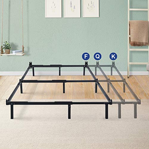 Photo 1 of  Olee Sleep 7 Inch Dura Metal Compact Steel Bed Frame, Adjustable for Full Queen King, Tool Free, Easy Assembly, Non Slip for Mattress & Box Spring, Black