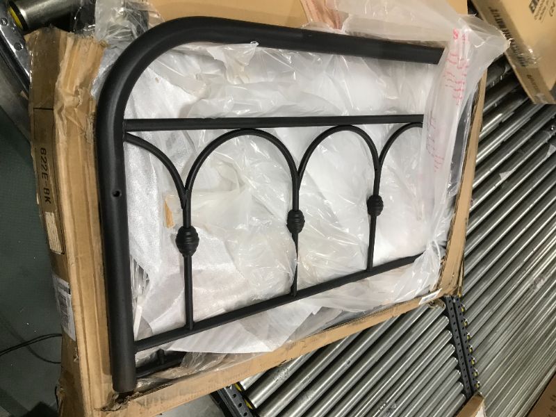 Photo 1 of Albearing Twin Size Metal Bed Frame with Headboard and Footboard Platform Steel Slat Support (Twin, Black)

