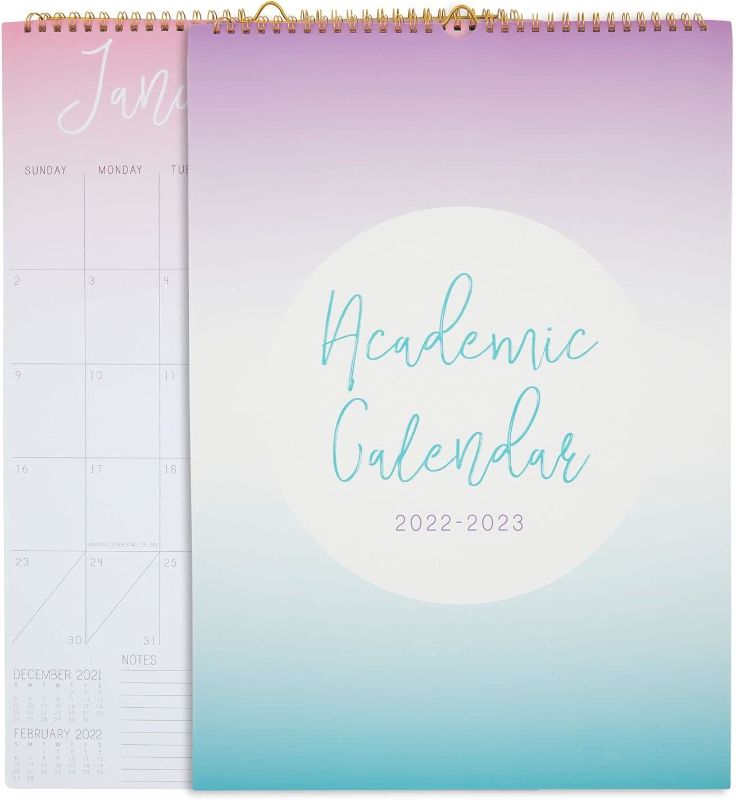 Photo 1 of 18-Month Academic Calendar for Wall 2022-2023 Ombre Hanging Planner (12x17 In)