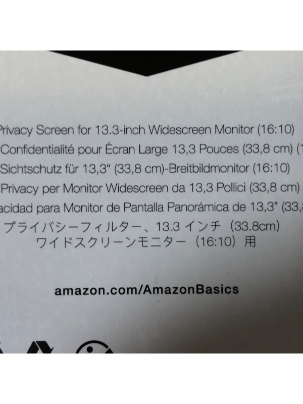 Photo 3 of Amazon Basics Privacy Screen Filter - 13.3 Inch 16:9 Widescreen Monitor, Anti Glare & Blue Light Filter (13.3 inch (16:9), 11.57" x 6.5")
