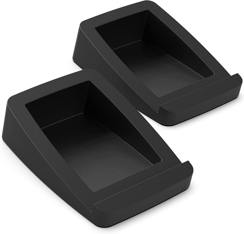 Photo 1 of HumanCentric Desktop Speaker Stands Wedge, Desk Speaker Stands for Medium Speakers, Anti Vibration Silicone Angle Wedge Speaker Riser for Computer, Bookshelf, and Studio Speaker Stand, Black, Medium
