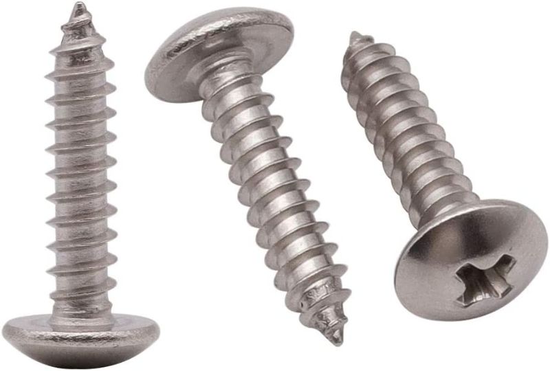 Photo 1 of #6 x 1" Stainless Truss Head Sheet Metal Screws Wood Screws 100 of Pack, Stainless Steel 304 (18-8), Bright Finish, Full Thread, Self Tapping Phillips Drive Screws