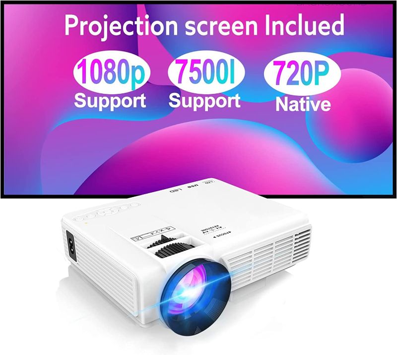 Photo 1 of XPRPrime Mini Projector, XRPrime 2022 Latest Upgrade 1080P Supported Pocket Video Compatible with Smartphone/HDMI/USB/AV/TV Stick, PS4, Xbox for Indoor & Outdoor Movies