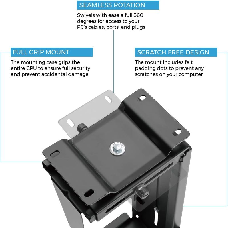 Photo 4 of HumanCentric Adjustable Under Desk Computer Mount and Wall Mount | CPU Holder That Fits Most PC or Computer Cases