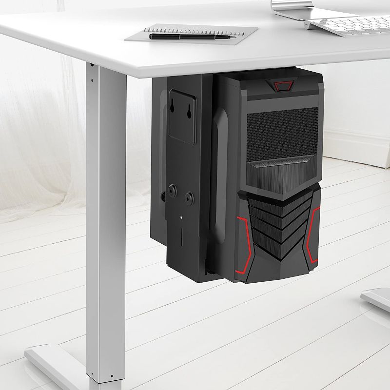 Photo 3 of HumanCentric Adjustable Under Desk Computer Mount and Wall Mount | CPU Holder That Fits Most PC or Computer Cases