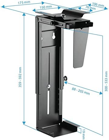 Photo 2 of HumanCentric Adjustable Under Desk Computer Mount and Wall Mount | CPU Holder That Fits Most PC or Computer Cases