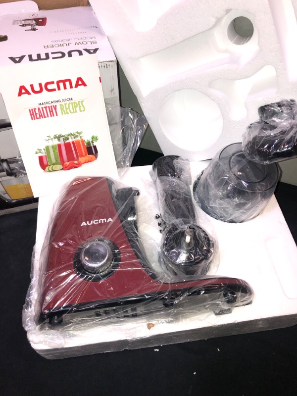 Photo 6 of Aucma Juicer Machine,Slow Juicer Extractor,Cold Press Juicer with Quiet Motor and Reverse Function,Masticating Juicer Machine with Brush & Recipes,for High Nutrient Fruit Vegetable Juice (Red)