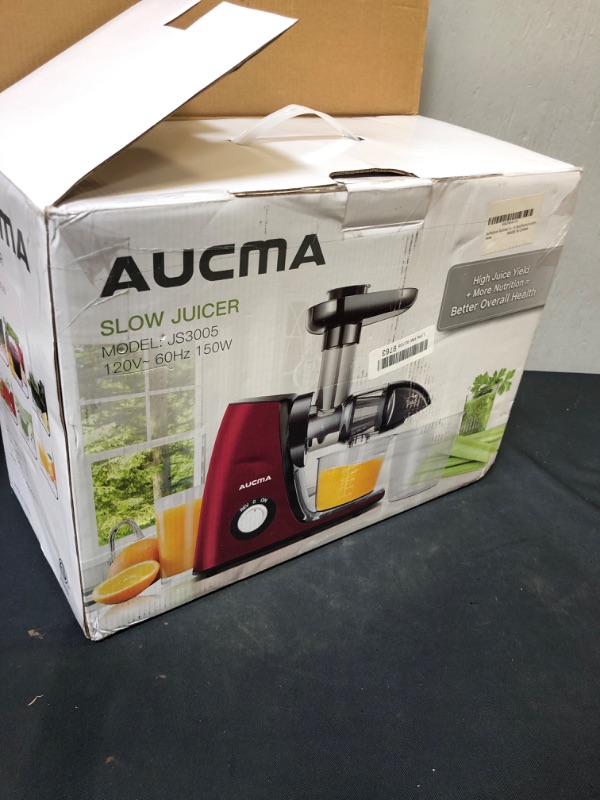 Photo 5 of Aucma Juicer Machine,Slow Juicer Extractor,Cold Press Juicer with Quiet Motor and Reverse Function,Masticating Juicer Machine with Brush & Recipes,for High Nutrient Fruit Vegetable Juice (Red)