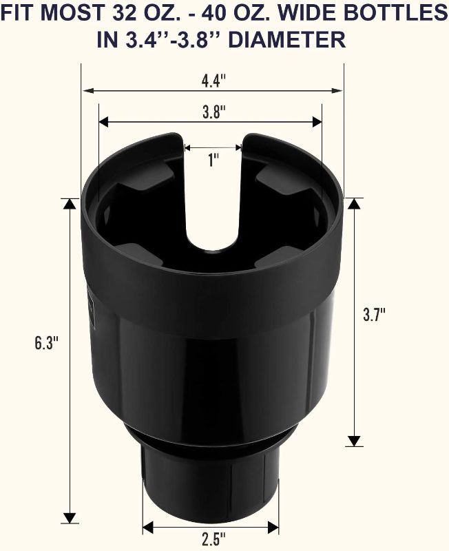 Photo 2 of 2 Pack Car Cup Holder Expander Organizer Adjustable Base, Compatible with Yeti 20/26/30 oz, Compatible with Hydro Flasks 32/40oz, Other Bottles in 3.4"-3.8" (Black)