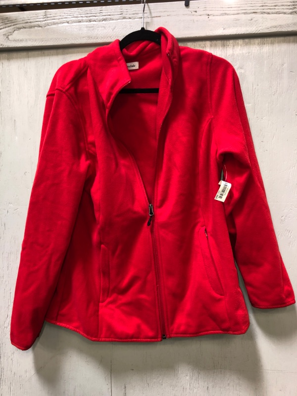 Photo 1 of AMAZON BASICS WOMEN'S RED ZIP UP FLEECE JACKET , SIZE LARGE 