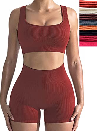 Photo 1 of Workout Sets for Women, Seamless Crop Tops Leggings Matching 2 Pieces Outfits, Sexy Two Piece Yoga Workout Outfits SIZE LARGE 