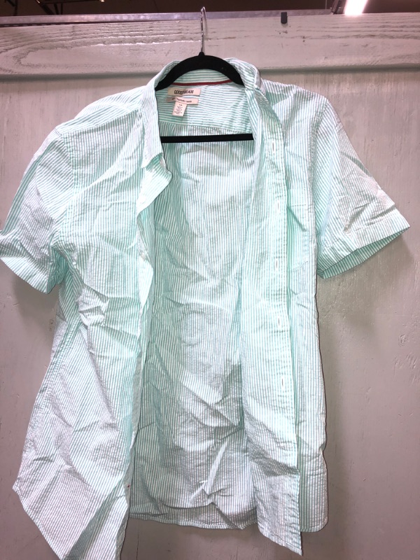 Photo 1 of Amazon Brand - Goodthreads Men's Slim-Fit Short-Sleeve Seersucker Shirt SIZE LARGE 
