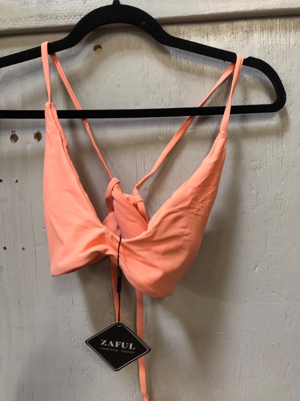 Photo 3 of ZAFUL Women's Tie Back Padded High Cut Bralette Bikini Set Two Piece Swimsuit SIZE LARGE 