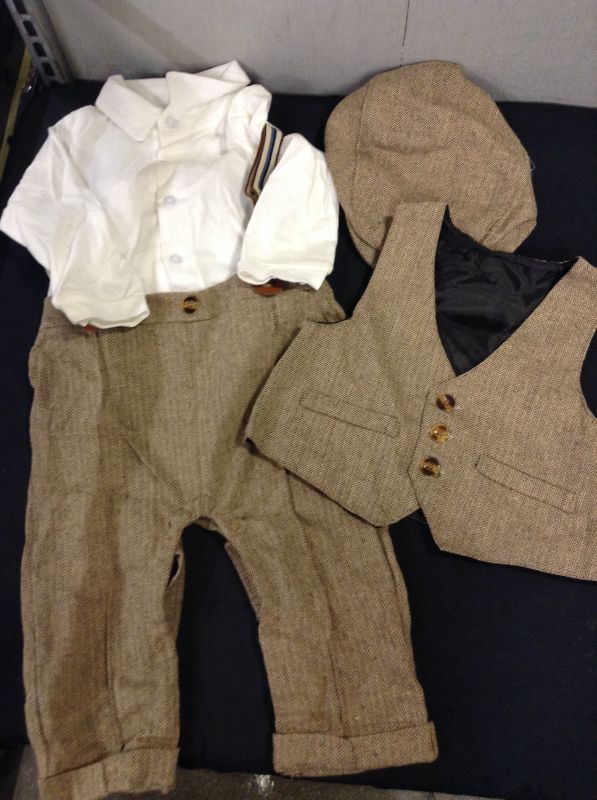 Photo 1 of Baby Boys Gentleman Outfits Suits, Infant Long Sleeve Shirt+Bib Pants +Vest Clothes Size 2T -3T