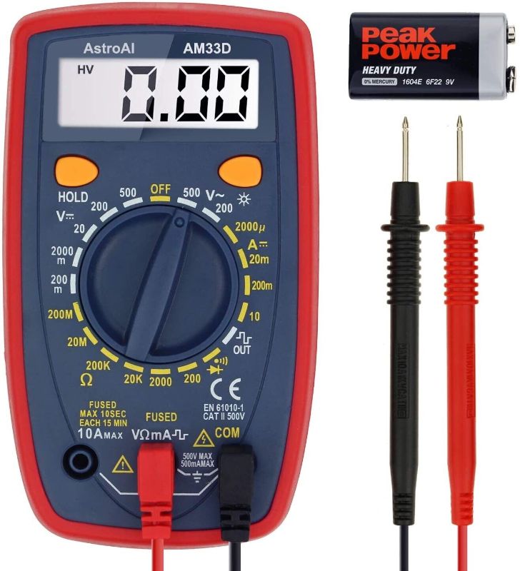 Photo 1 of AstroAI Digital Multimeter with Ohm Volt Amp and Diode Voltage Tester Meter (Intelligent Anti-burn)