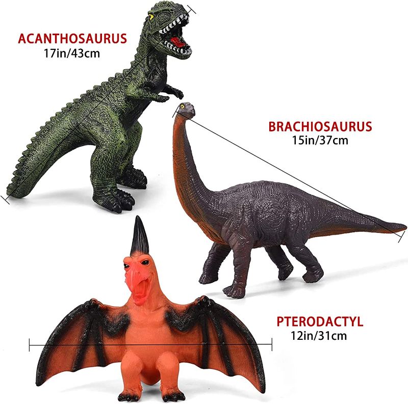 Photo 3 of Gzsbaby 6 Piece Jumbo Dinosaur Toys for Kids and Toddlers, 13-17 Inches Giganotosaurus Velociraptor T-Rex, Large Soft Dinosaur Toys for Dinosaur Lovers - Perfect Dinosaur Party Favors, Birthday Gifts