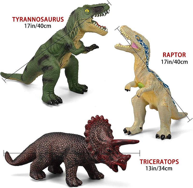 Photo 2 of Gzsbaby 6 Piece Jumbo Dinosaur Toys for Kids and Toddlers, 13-17 Inches Giganotosaurus Velociraptor T-Rex, Large Soft Dinosaur Toys for Dinosaur Lovers - Perfect Dinosaur Party Favors, Birthday Gifts