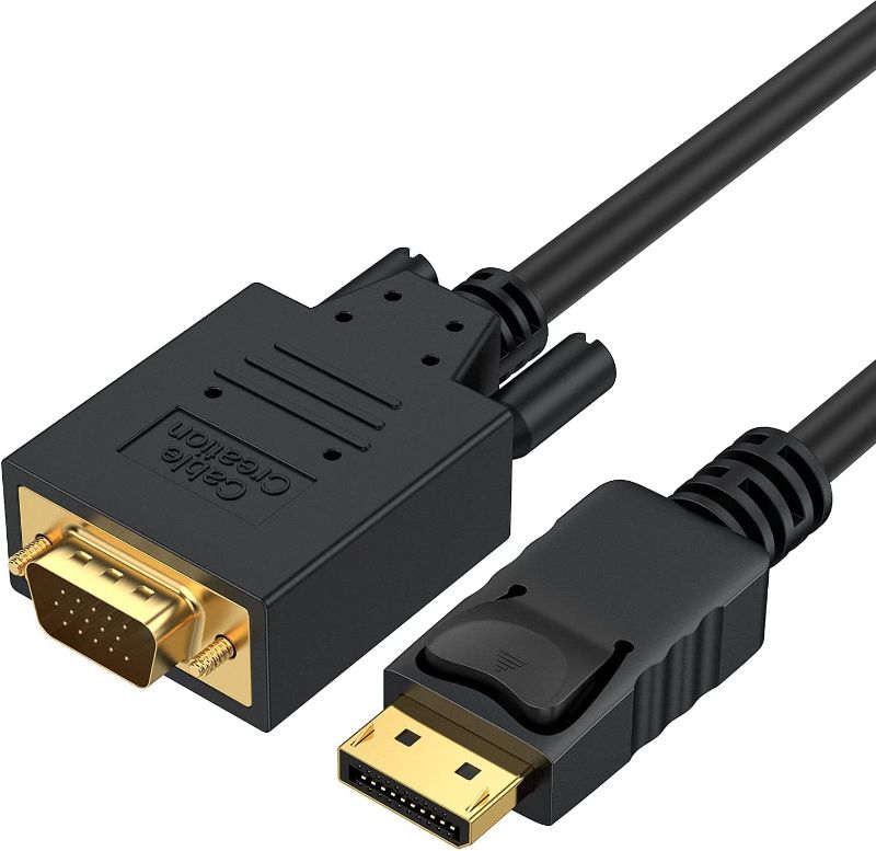 Photo 1 of CableCreation DP to VgA cable, cablecreation 6Ft Displayport to VgA cable gold Plated, Standard DP Male to VgA Male cable Black color