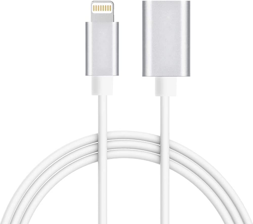 Photo 1 of MeloAudio 6.6FT Braid Extension Cord Cable Charging Sync Video & Audio Compatible with iOS Devices (Phone/Pad/Pod), Male to Female Dock Cable Extender Connector Case Adapter (White)