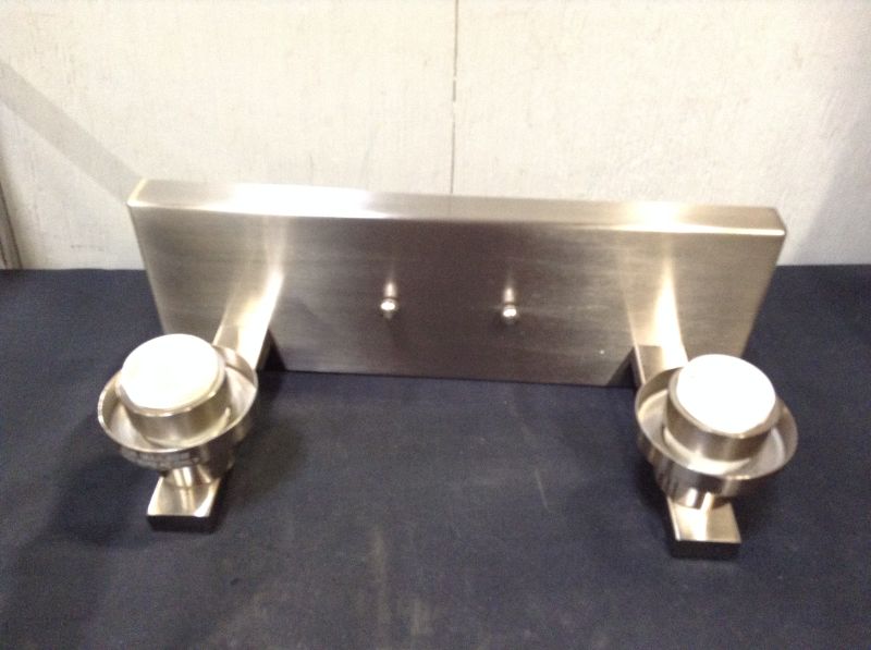Photo 1 of 2-Light Bathroom Vanity Light - Bathroom Light Fixture in Brushed Nickel Finish with Clear Glass