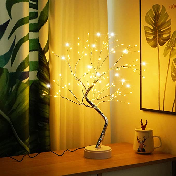 Photo 1 of 20 Inch Artificial Night Tree Lamp Copper Wire Home Decor LED Christmas Tree Light Perfect Decoration for Bedroom Home Wedding Modern Home Lighted Tree Centerpiece